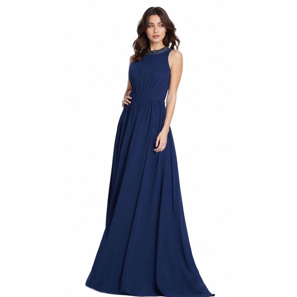 IEENA FOR MAC DUGGAL Womens New Maxi Dress 16 Blue Beaded Embellished Sleeveless